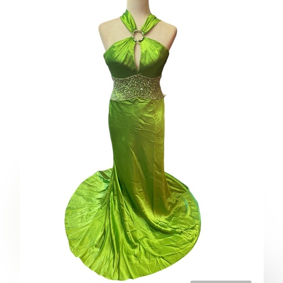 Mori Lee by Madeleine Gardner  keyhole neck formal dress size 8 green - Picture 13 of 13